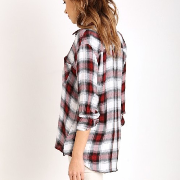 Anthropologie Ash and Ember Button Down front Shirt Plaid Flannel Size XS - Picture 13 of 16